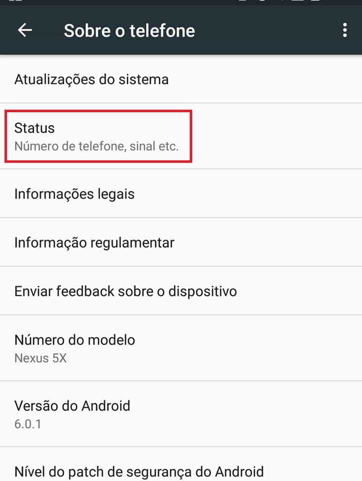 descobrir o IMEI status