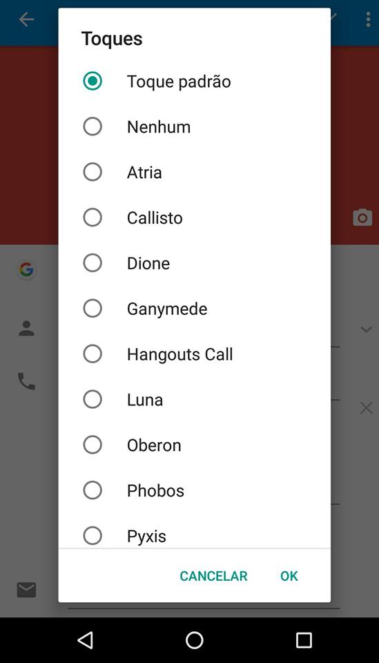 mudar toques do android