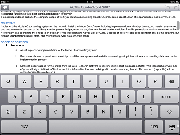 Docs to No no iPad