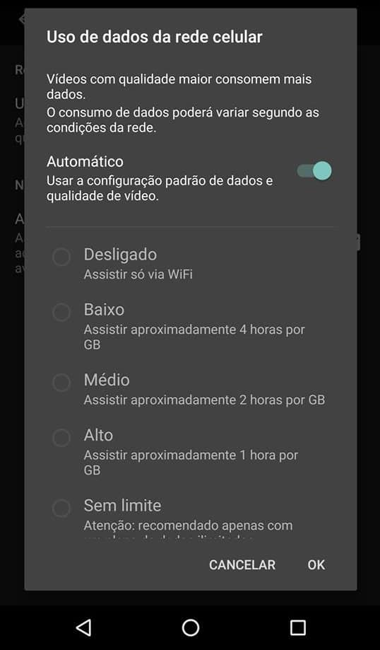 como diminuir uso de dados da Netflix fim