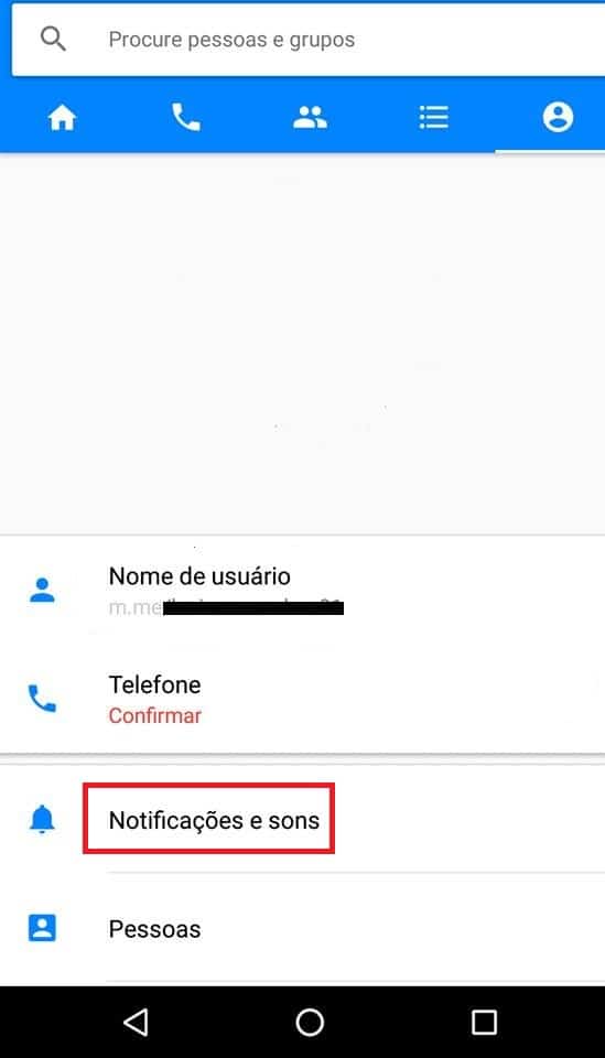 configurações facebook messenger