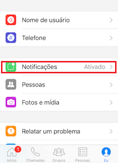 configurações messenger