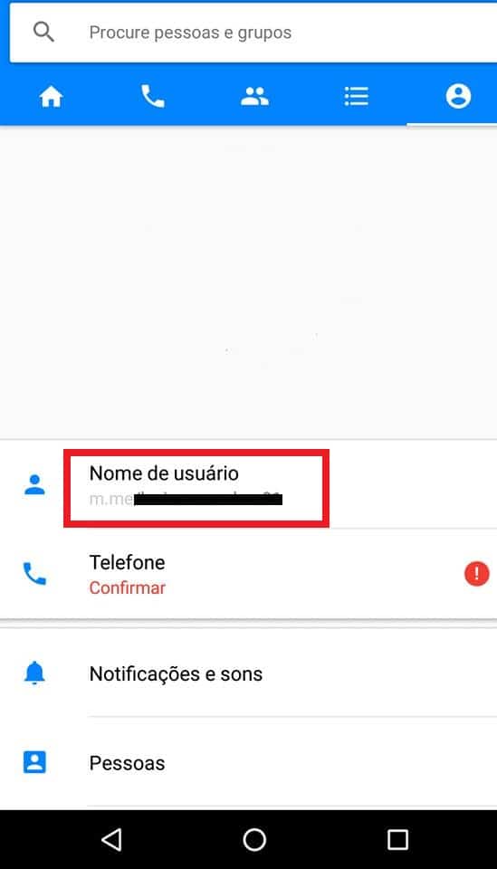 nome de usuário facebook