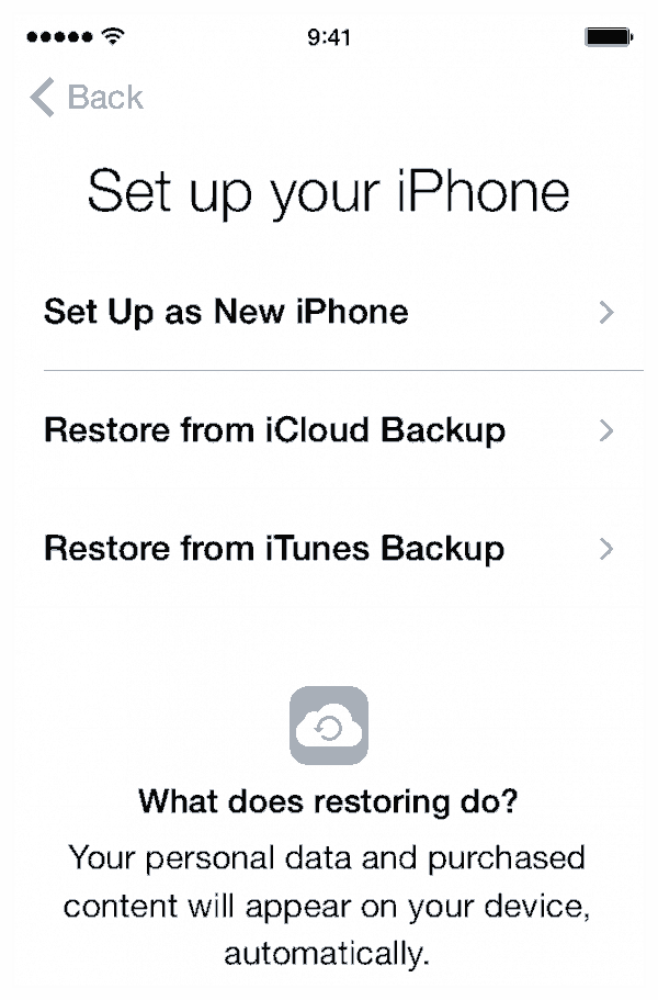 restaurando novo iphone