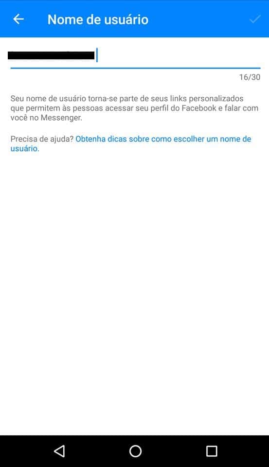 usuário no facebook