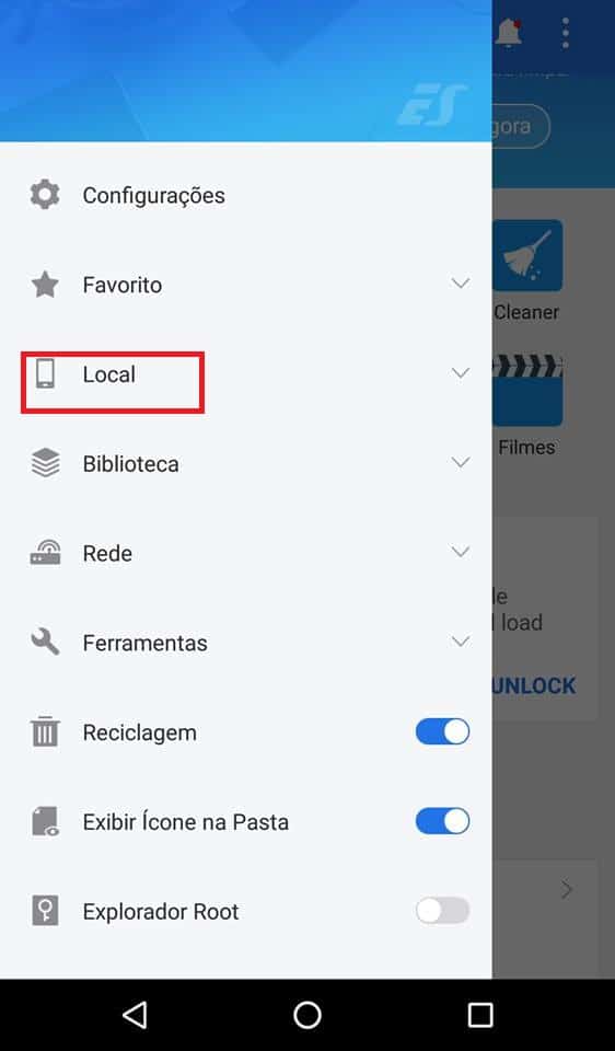 configurações android