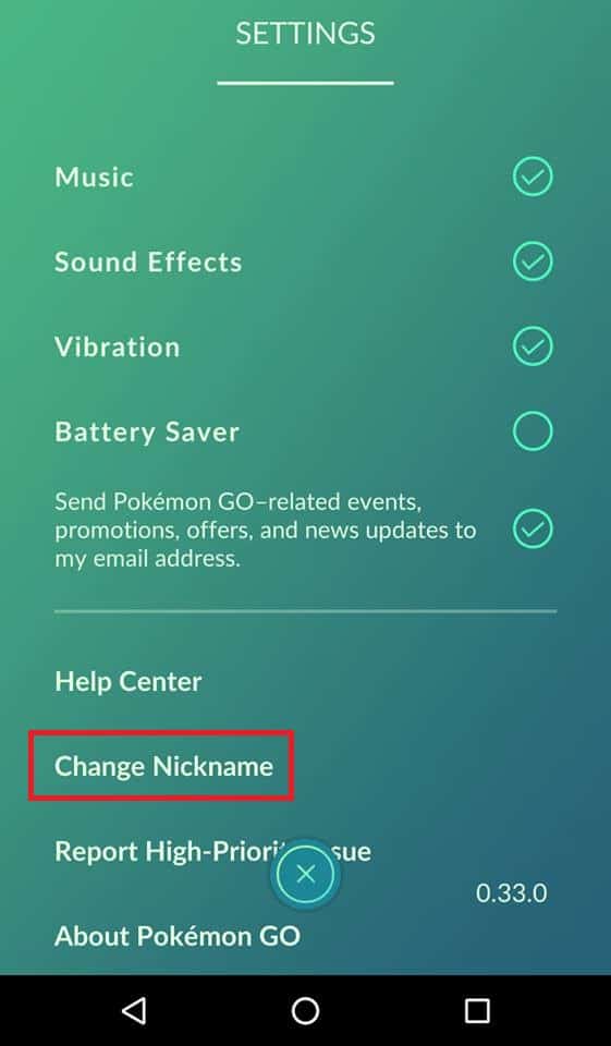 configurações pokemon go