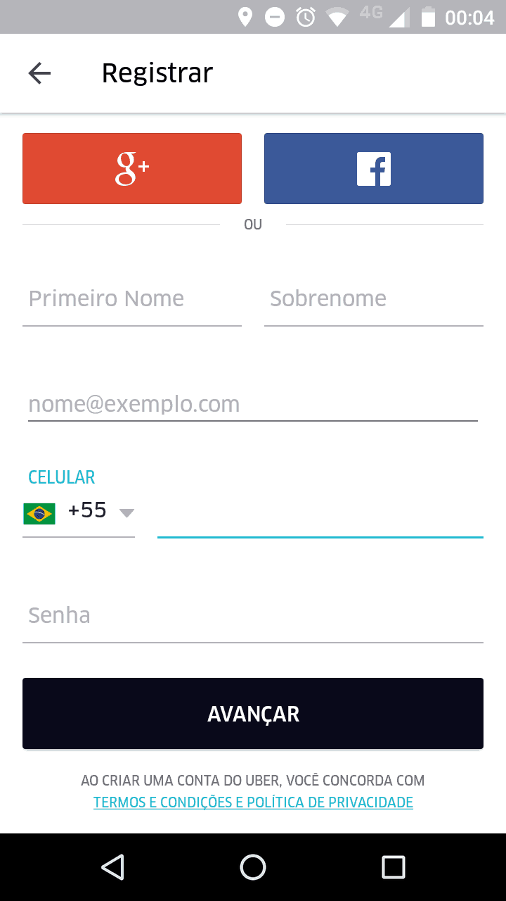 como usar o Uber registrar
