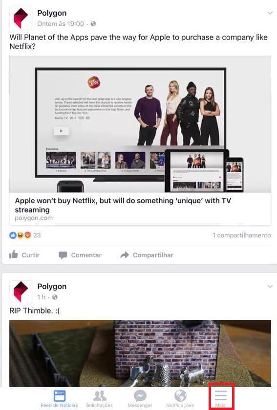 configurações facebook ipad