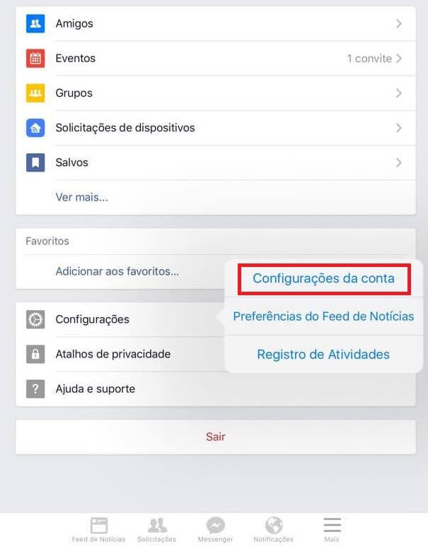 configurações ipad