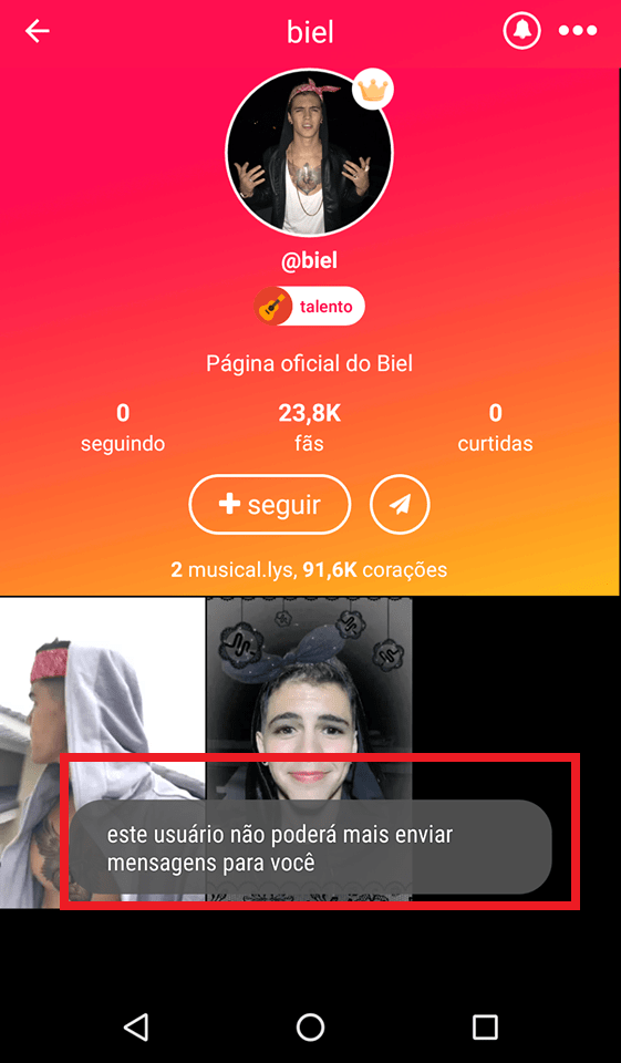 bloquear um usuário no TikTok bloqueado