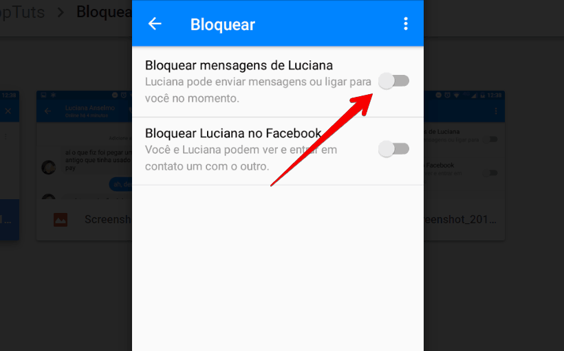 bloquear no messenger ou no facebook