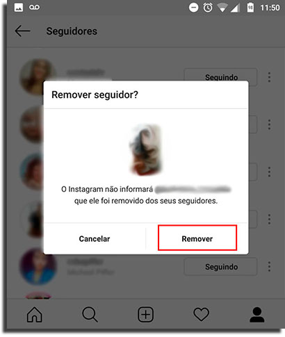 desbloquear alguém no instagram remover