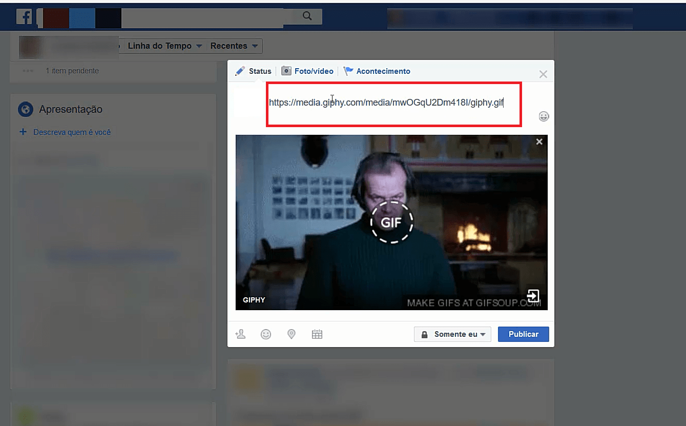 postar gifs no facebook