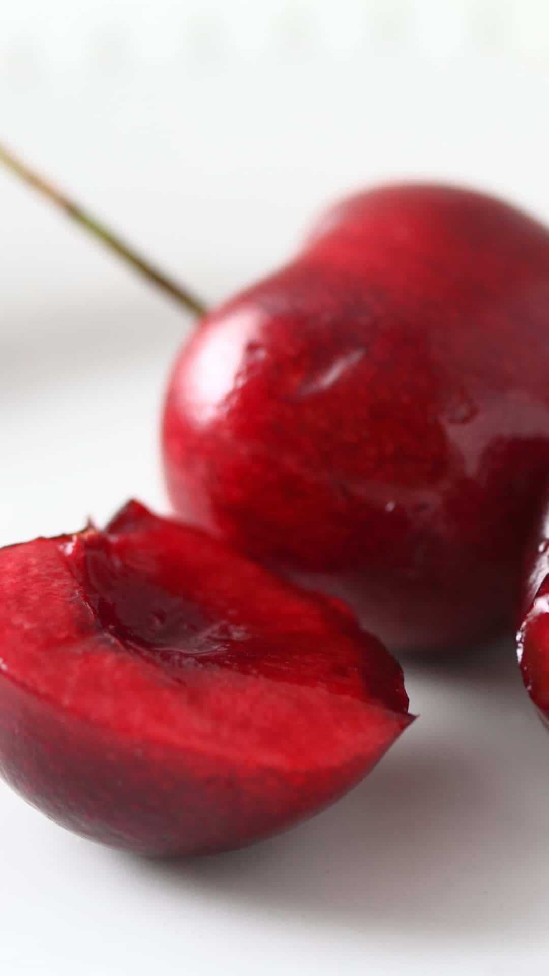 Red Cherries Macro Fruit Half Lockscreen Android Wallpaper
