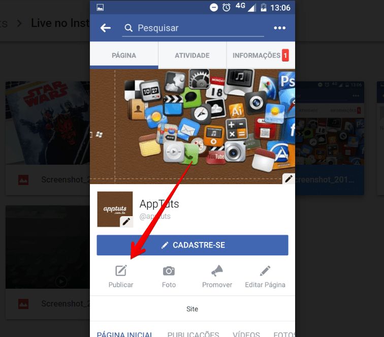publicar live do Instagram no Facebook inicioface