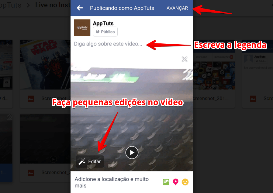 publicar live do Instagram no Facebook legendaface