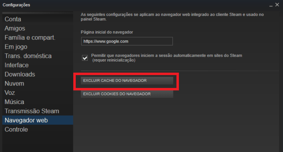 problemas no steam