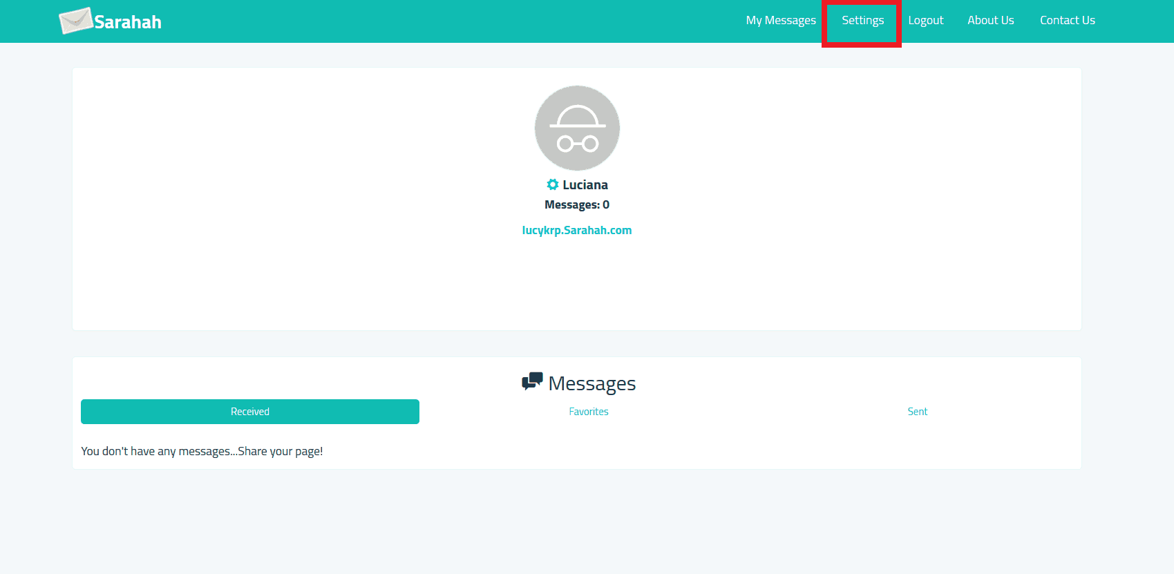 sarahah configurações