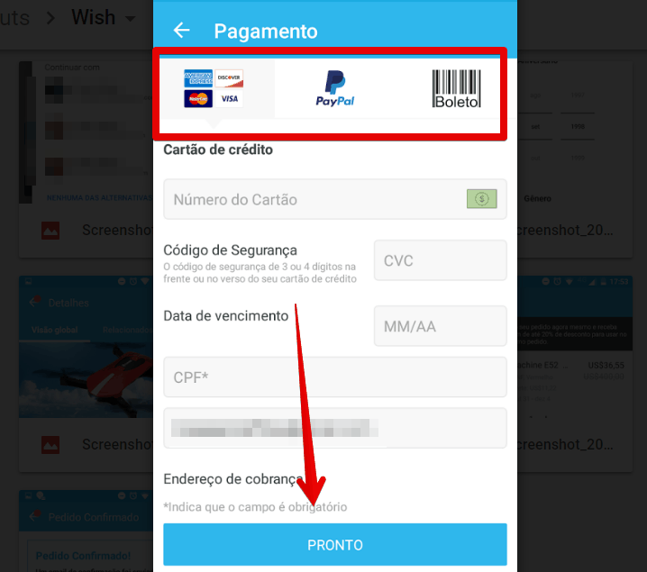 wish pagamento