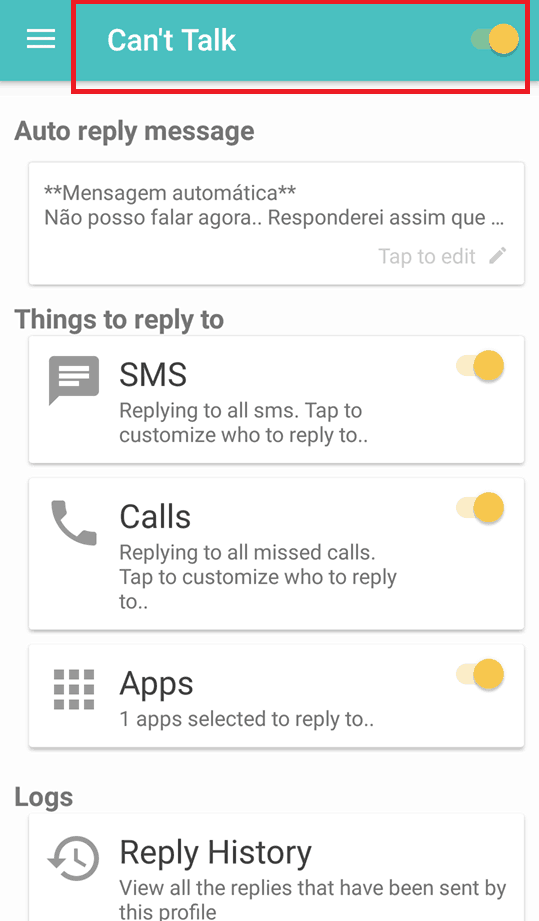 resposta automatica