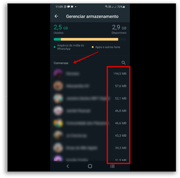como limpar arquivos de mídia do WhatsApp