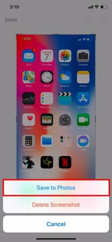 captura de tela do iPhone x