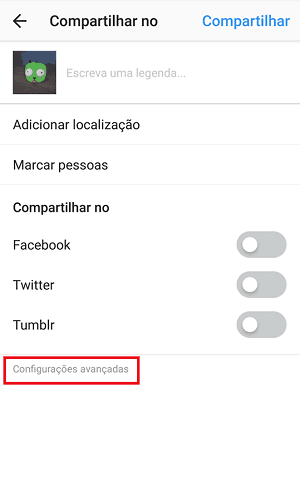 configurações avançadas