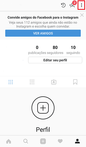 instagram opções