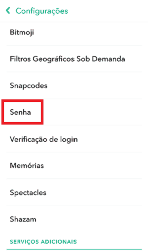 configurações do snapchat