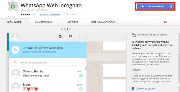 extensão do whatsapp
