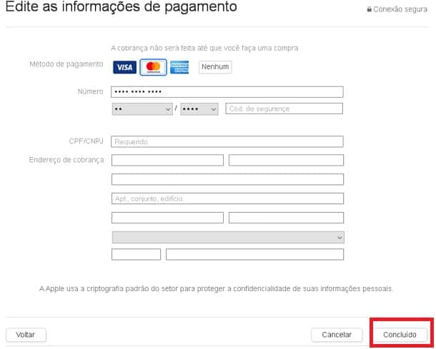 configurações do itunes