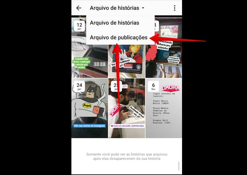 desarquivar foto no Instagram arquivo