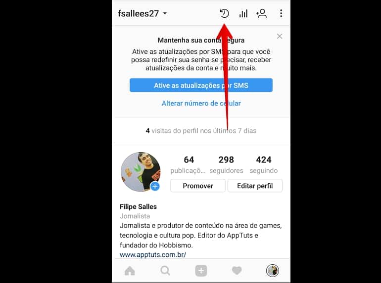 desarquivar foto no Instagram perfil