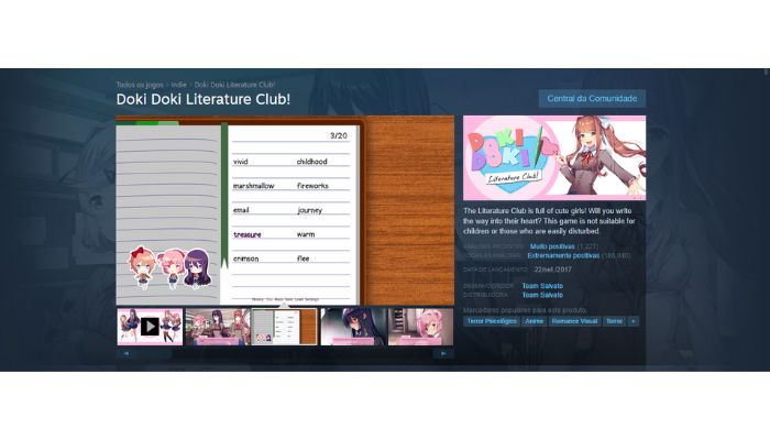 doki doki literature club, um dos jogos grátis para pc