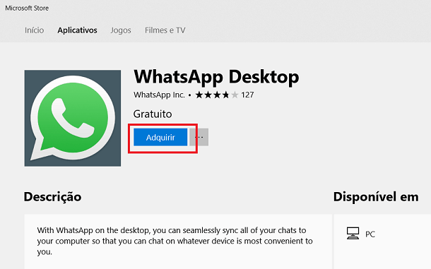 whatsapp no windows 10
