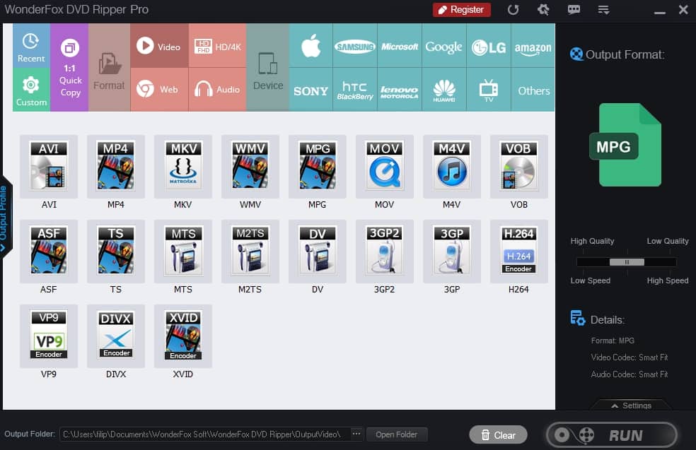WonderFox DVD Ripper Pro formato