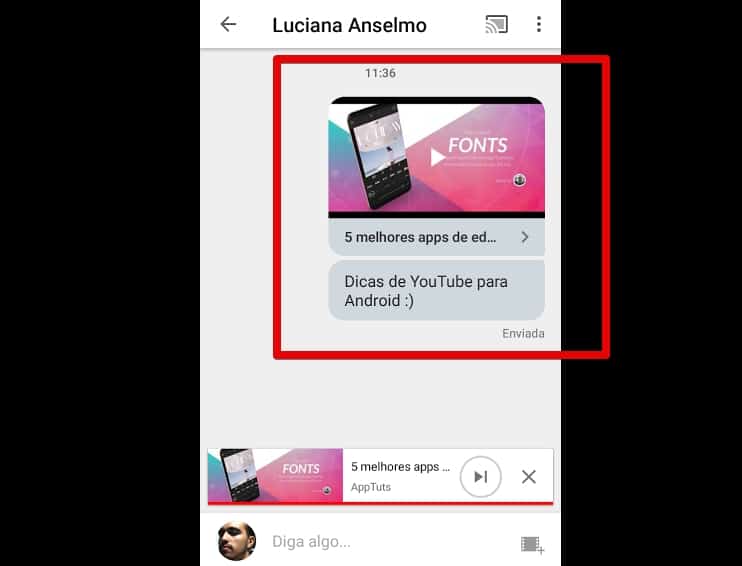 youtube-para-android-mensagem