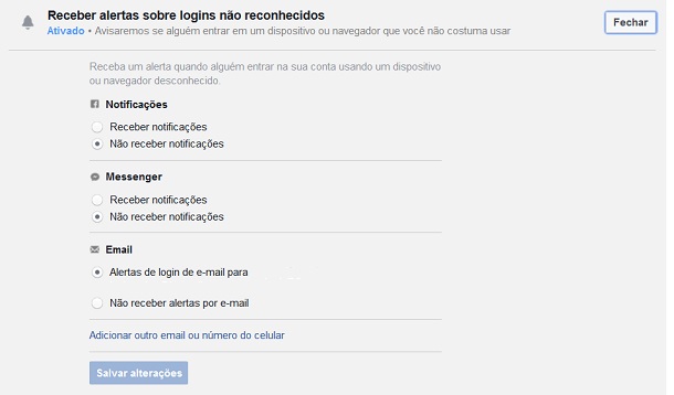 avisos do facebook