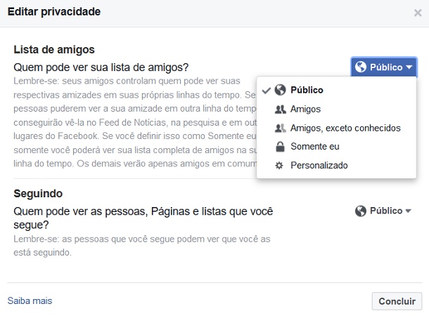privacidade do facebook