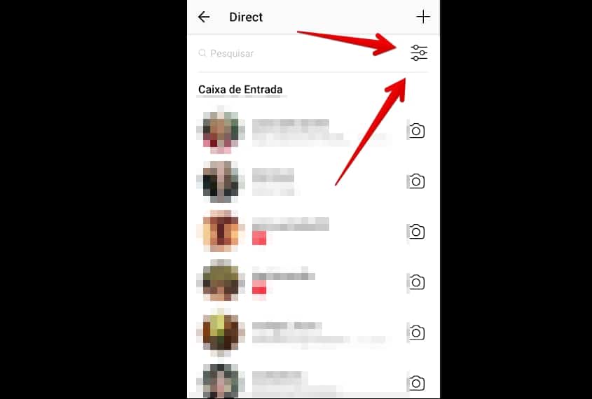 filtrar directs no Instagram icone