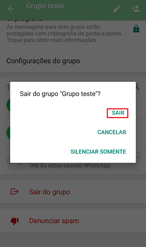 sair do grupo do whatsapp