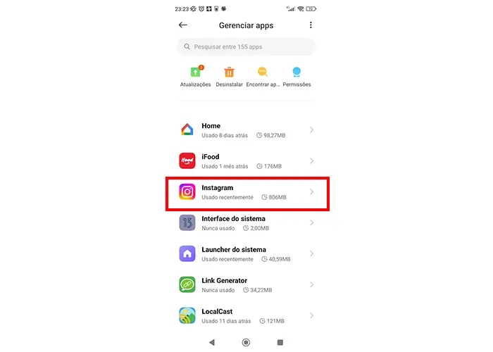 selecione instagram Stories não carregam