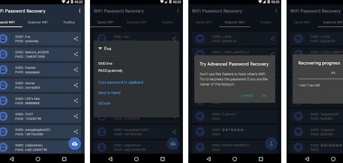 Applications pour découvrir le mot de passe WiFi Android wifipassword