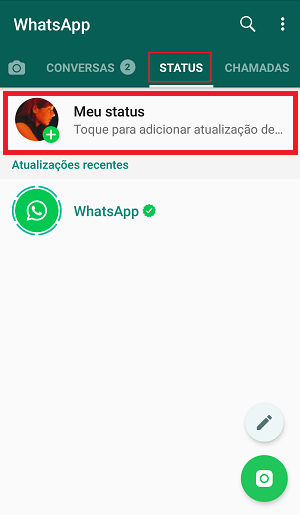 colocar áudio no status do WhatsApp abrir