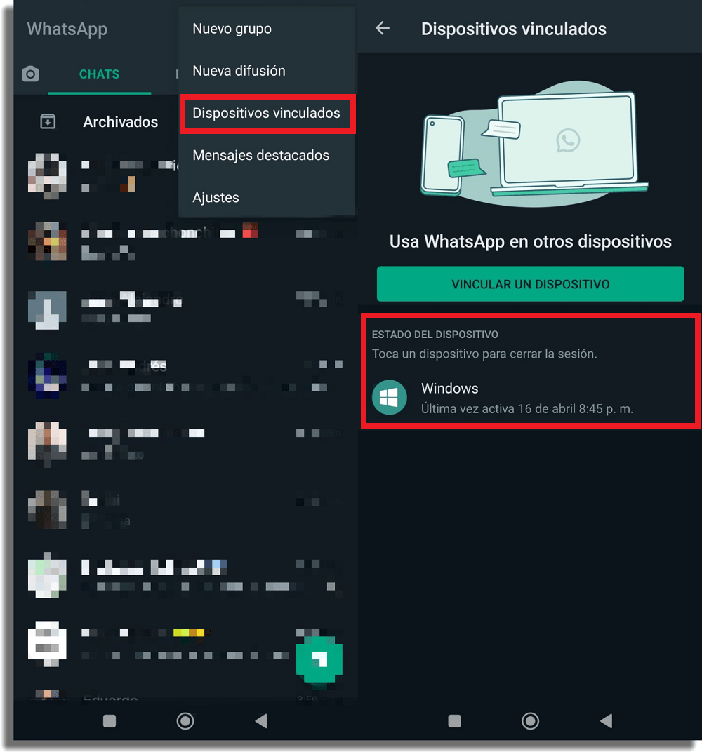 dispositivos vinculados cuenta robada whatsapp