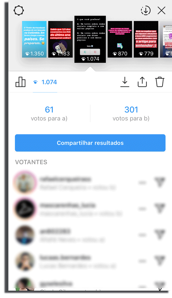 exemplo de enquete no Instagram