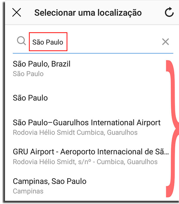 criar uma localização no Instagram passo 2 inserir