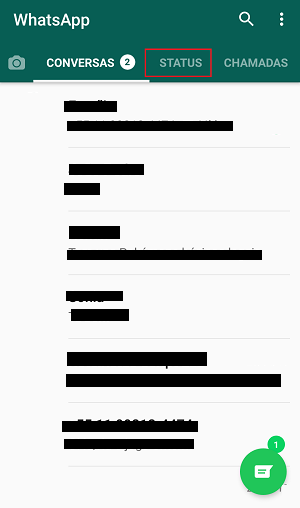 colocar áudio no status do WhatsApp aba