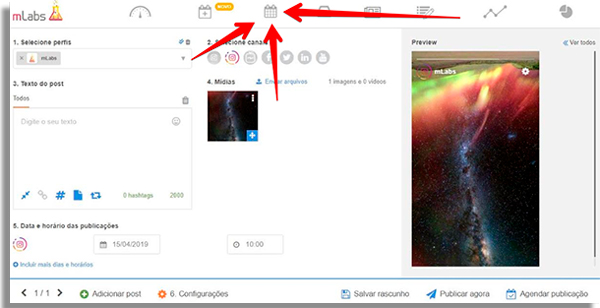 acesse seu calendario de posts